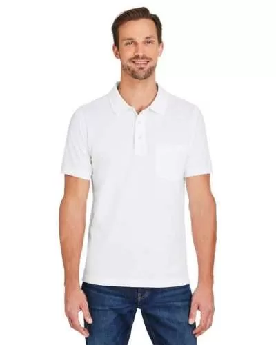 Harriton M205P Men's Valiant Cotton Snag Protect Pocket Polo