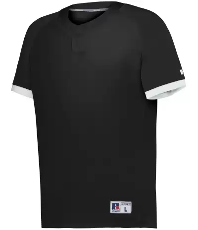 Russell R02X3B Youth Baseline Covered Placket Baseball Jersey
