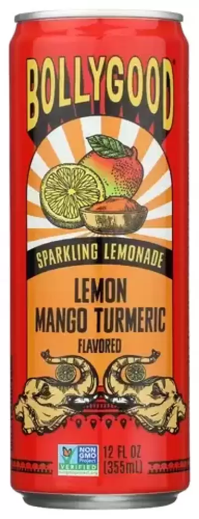 BOLLYGOOD 12 Fl Oz Sparkling Lemonade with Lemon, Mango & Turmeric