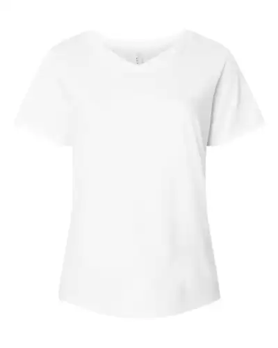LAT 3817 Women's Curvy Collection Fine Jersey V-Neck Tee 2 Pack