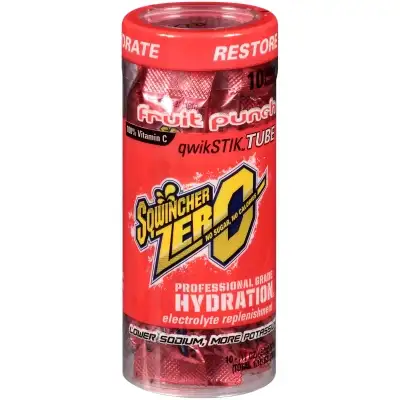 Sqwincher Qwik Stik Zero Series Drink Mix, Sugar-Free, Powder, Fruit Punch Flavor, 0.11 Oz Stick