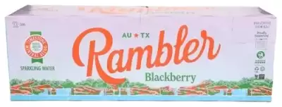 Autx Rambler Blackberry Sparkling Water, 12Oz Cans, Texas Limestone Filtered Sparkling Water