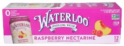 Waterloo Sparkling Water, Raspberry Nectarine Naturally Flavored, 12 Fl Oz Cans, | Zero Calories | Z