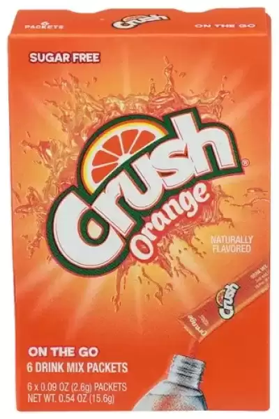 Crush Orange Powdered Drink Mix On The Go Drink Mix 0.09 Oz 6 Count Sugar Free
