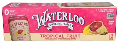 Waterloo Sparkling Water, Sparkling Water Tropical Fruit, 12 Oz X 12 Count (Case Of 2)