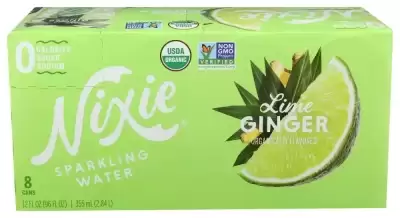 Nixie Organic Sparkling Water Lime Ginger 8 Cans