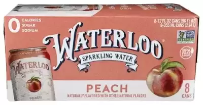Waterloo Sparkling Water Peach 8 Cans (12 Fl Oz Each)