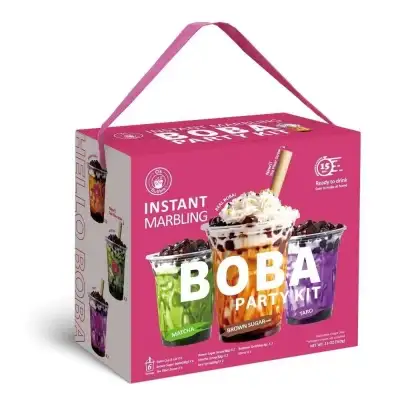 O'S Bubble Instant Marbling Boba Party Kit-Brown Sugar, Matcha, Taro 6P - 12.9Oz