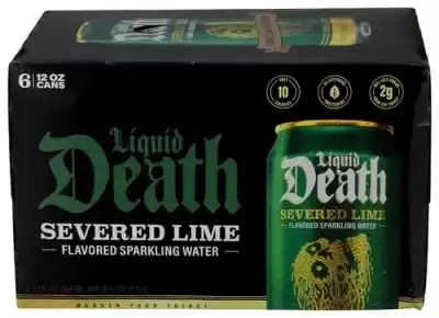 Liquid Death Sparkling Water, Severed Lime 6 Cans (12 Fl Oz Each)