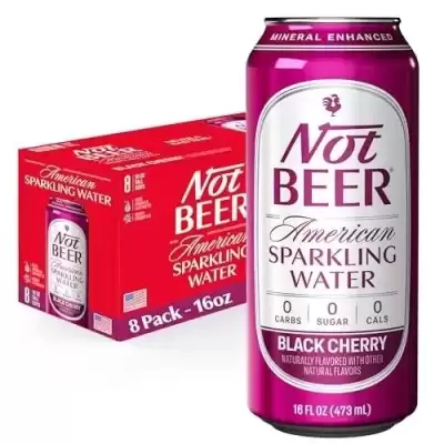 Not Beer American Sparkling Water, Black Cherry, 99.9% Pure, Mineral & Electrolyte Blend, Carbonated