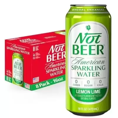 Not Beer American Sparkling Water, Lemon Lime, 99.9% Pure, Mineral & Electrolyte Blend, Carbonated W