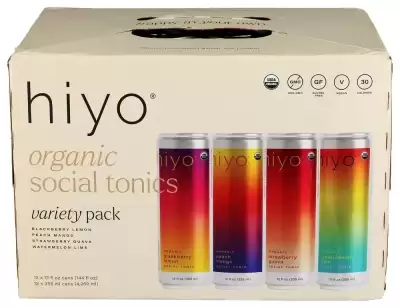 Hiyo Organic Social Tonic ? Variety Pack, 1- N.A. Functional Seltzer, Sparkling Water Crafted With O