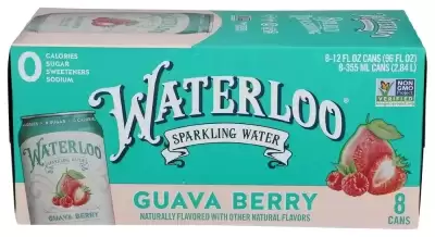 Waterloo Sparkling Water Guava Berry 8 Cans (12 Fl Oz Each)