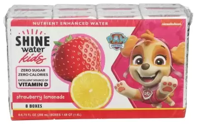 Shinewater Strawberry Lemonade Kids Drink Box-  (6.75 Fl Oz Each) - Naturally Flavored Water With Vi