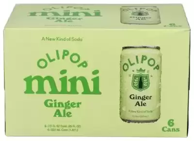 Olipop Prebiotic Soda Minis, Ginger Ale 6 Cans (7.5 Fl Oz Each)