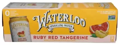 Waterloo Sparkling Water, Ruby Red Tangerine Naturally Flavored, 12 Fl Oz Cans Zero Calories And Zer