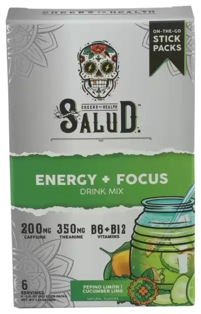 Salud Energy Focus Drink Mix Cucumber Lime New 3 Boxes 18 Sticks Exp: 08/2026