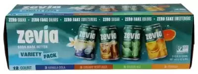 Zevia Zero Sugar Soda, Variety Pack, 12 Oz Cans ? Caffeine Free, Naturally Sweetened, No Calorie Sod