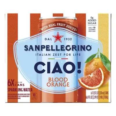 Sanpellegrino Ciao Sparkling Water - Blood Orange, 11.15 Fl Oz, 6 Pk