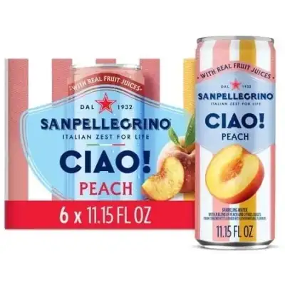 Sanpellegrino Ciao Sparkling Water - Peach, 11.15 Fl Oz, 6 Pk