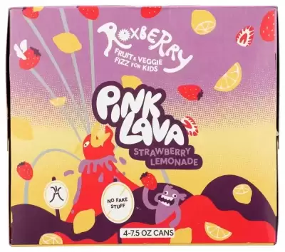 Roxberry Fruit & Veggie Fizz For Kids, Sparkling Juice, 7.5Oz, No Artificial Stuff! (Strawberry Lemo