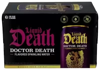 Liquid Death Sparkling Water, Doctor Death 6 Cans (12 Fl Oz Each)