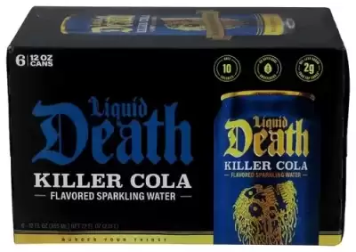Liquid Death Sparkling Water, Killer Cola 6 Cans (12 Fl Oz Each)