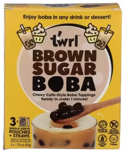 Twrl Brown Sugar Boba Bubble Tea Topping - Taiwanese Boba Pearls, Cafe-Style Tapioca Topping, Instan