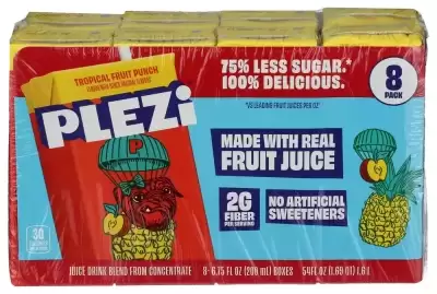 Plezi Tropical Punch Flavored Drink 6.75Oz 8Pk Tetrapak