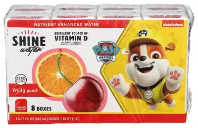 Shinewater Fruity Punch Kids Drink Box -  (6.75 Fl Oz Each) - Naturally Flavored Water With Vitamin 