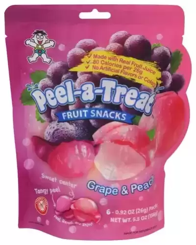 4 X Want Want Peeler Gummy Candy, Peelable Fruit Gummy, Grape & Peach 5.50Oz