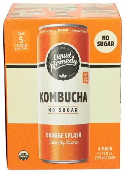 2412904 Organic Sugar Free Orange Splash Kombucha Drink, 48 Fl Oz - 