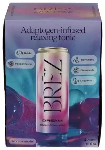 Br?z Dream Relaxing Tonic, Cherry Chamomile 4 Cans (12 Fl Oz Each)