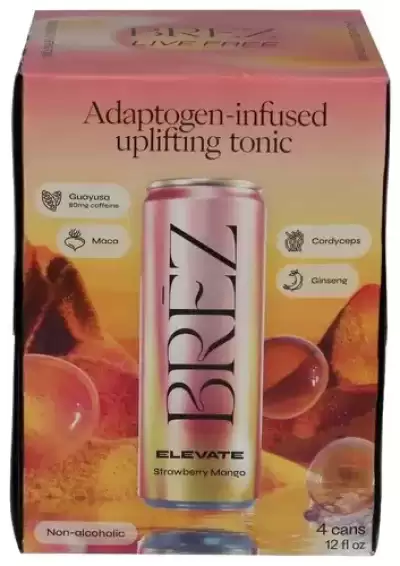 Br?z Elevate Uplifting Tonic, Strawberry Mango 4 Cans (12 Fl Oz Each)