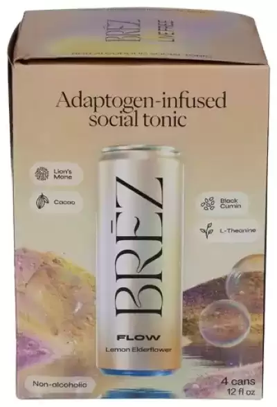 Br?z Flow Social Tonic, Lemon Elderflower 4 Cans (12 Fl Oz Each)