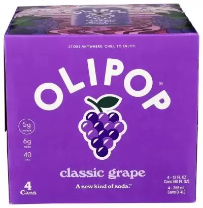 Olipop Prebiotic Soda, Classic Grape, 4 Ct