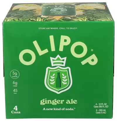 Olipop Prebiotic Soda, Ginger Ale, 4 Ct