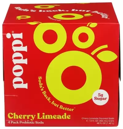 Poppi, Cherry Lime Prebiotic Soda, 12 Oz X 4 Count (Case Of 6)