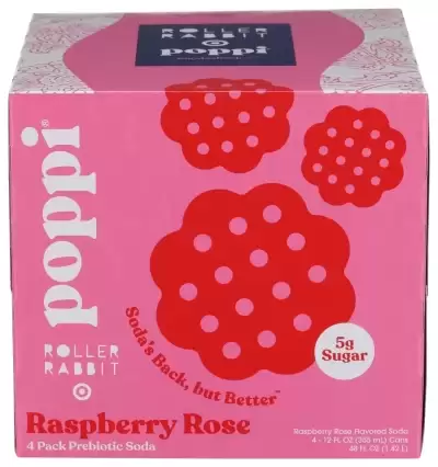 Poppi, Prebiotic Soda Raspberry Rose, 48 Oz(Case Of 6)