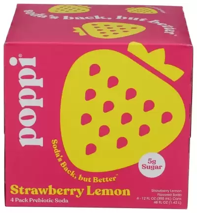 Poppi, Prebiotic Soda Strawberry Lemon, 48 Oz(Case Of 6)