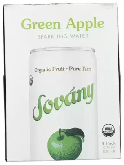 Sovany Organic Sparkling Water Green Apple 4 Cans