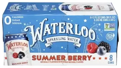 Waterloo Sparkling Water, Sparkling Water Summer Berry, 96 Oz (Case Of 3)