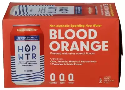 Hop Water, Sparkling Hop Water Blood Orange, 72 Oz(Case Of 4)