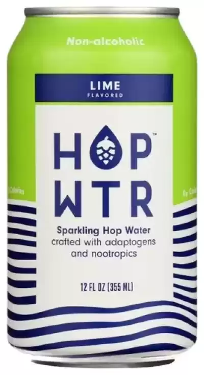 Hop Wtr Non-Alcoholic Sparkling Hop Water, Lime 6 Cans (12 Fl Oz Each)