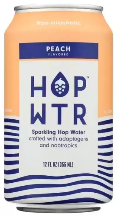 Hop Wtr Non-Alcoholic Sparkling Hop Water, Peach 6 Cans (12 Fl Oz Each)