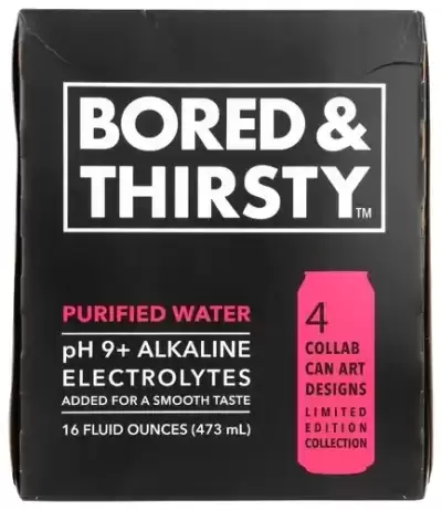Bored & Thirsty Alkaline Canned Water W/Electrolytes & Trace Minerals For A Smooth Taste. Limited Ed