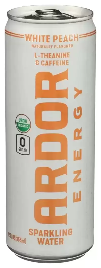 Ardor Organic, White Peach Sparkling Water, 12 Oz(Case Of 12)