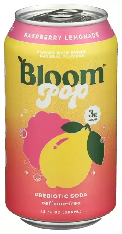 Bloom, Pop Prebiotic Soda, Raspberry, 12 Oz