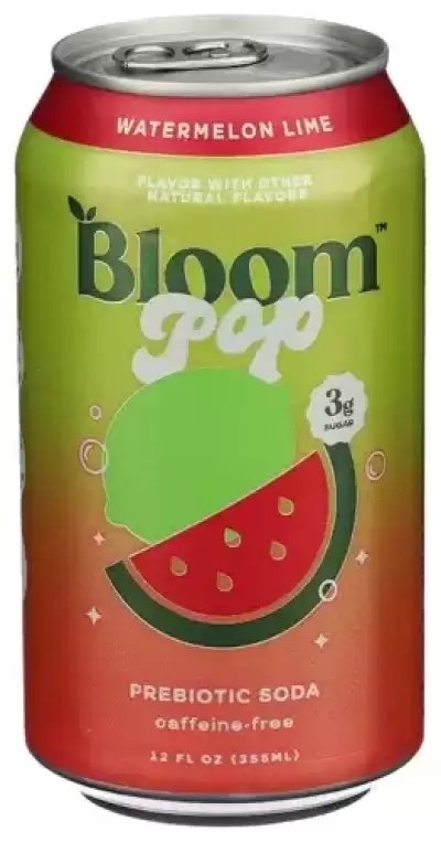 Bloom, Pop Prebiotic Soda, Watermelon Lime, 12 Oz