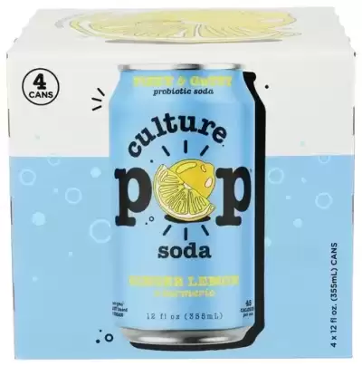 Culture Pop, Ginger Lemon Soda, 12 Oz X 4 Count (Case Of 6)